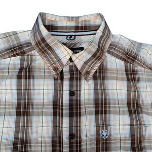 Ariat Pro Series Plaid Western Shirt Mens Medium M Button Down‎ Long Sleeve